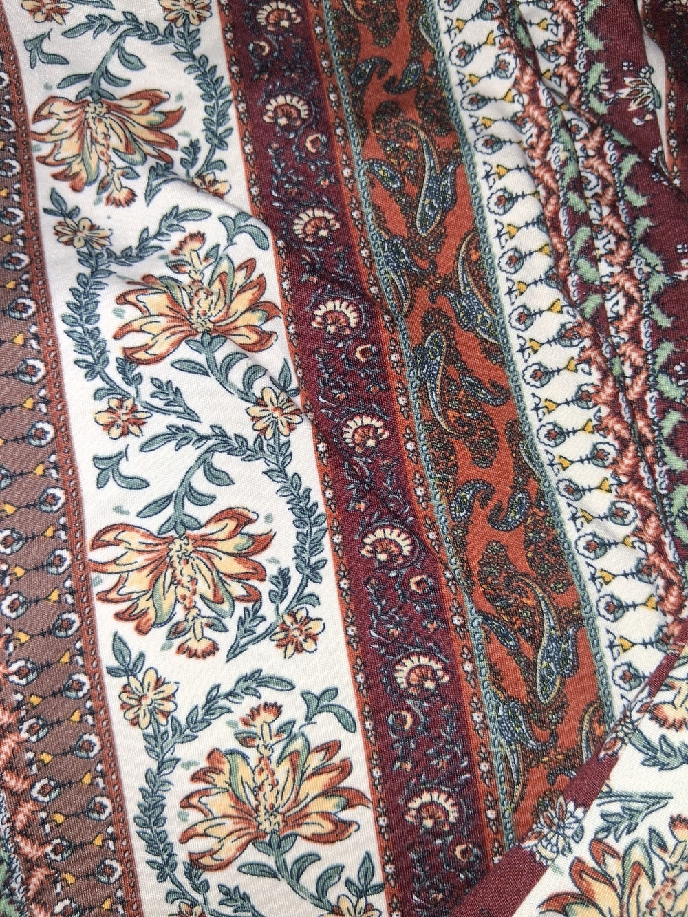 Shosho Rust Floral Print Fold Over Spandex Bootcut Leggings